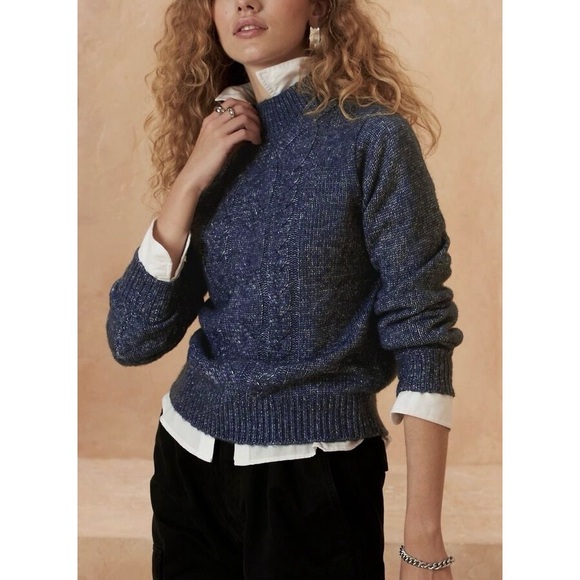 NWT Banana Republic Cable Knit Mock Neck Sweater - Picture 1 of 5